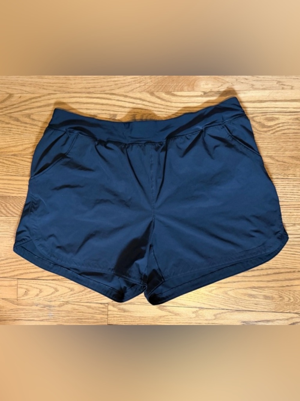 Lands’ End Women’s Swim Shorts Black 22W Drawstring Pockets Plus Size